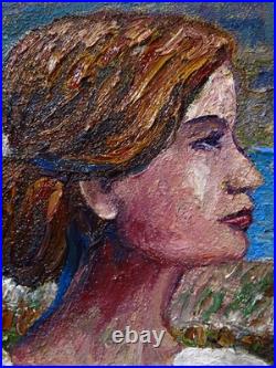 ORIGINAL OIL? PAINTING VINTAGE REALISM? ART SIGNED MAN LOVE DRESS POP FORMAL 30x24