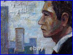 ORIGINAL OIL? PAINTING VINTAGE REALISM? ART SIGNED MAN LOVE DRESS POP FORMAL 30x24