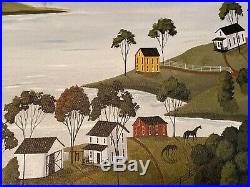 ORIGINAL Painting COASTAL COUNTRY Boats New England Debbie Criswell FOLK ART