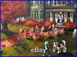ORIGINAL Painting Lizzy FOLK ART Halloween Haunted Mansion MOON Ghost St Louis