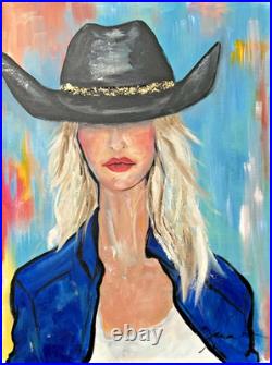 ORIGINAL That COWGIRL Ainsley HANDMADE SIGNED COLORFUL ART PAINTING COA 18x24