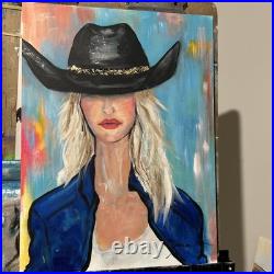 ORIGINAL That COWGIRL Ainsley HANDMADE SIGNED COLORFUL ART PAINTING COA 18x24