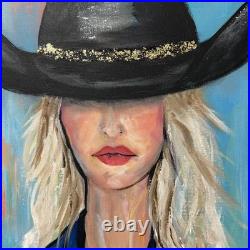 ORIGINAL That COWGIRL Ainsley HANDMADE SIGNED COLORFUL ART PAINTING COA 18x24