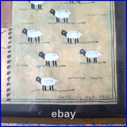 ORIGINAL Vintage HETHERLY HALE Watercolor Primative Folk Art Farm Scene Framed