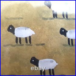 ORIGINAL Vintage HETHERLY HALE Watercolor Primative Folk Art Farm Scene Framed