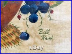 ORIGINAL William Bill Rank Folk Art Theorem Two Distelfinks On A Bowl Of Grapes