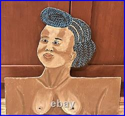 OUTSIDER/NAIVE/FOLK ART Paintings WOMEN WITH HAIRSTYLES unsigned on 1/8 plywood