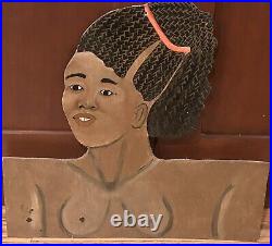 OUTSIDER/NAIVE/FOLK ART Paintings WOMEN WITH HAIRSTYLES unsigned on 1/8 plywood