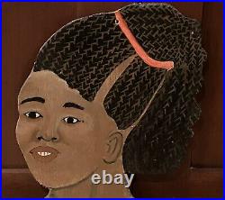 OUTSIDER/NAIVE/FOLK ART Paintings WOMEN WITH HAIRSTYLES unsigned on 1/8 plywood