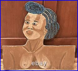 OUTSIDER/NAIVE/FOLK ART Paintings WOMEN WITH HAIRSTYLES unsigned on 1/8 plywood