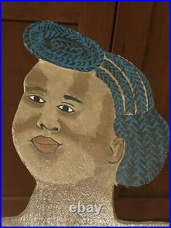 OUTSIDER/NAIVE/FOLK ART Paintings WOMEN WITH HAIRSTYLES unsigned on 1/8 plywood