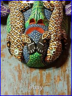 Ocumicho wood painted salamander mask wooden Mexican Mexico folk art vintage