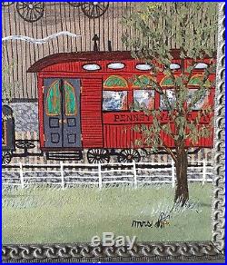 Oil Painting Folk Art The Willow Creek Station by Ann Rugh Baker AKA Mrs. Bee
