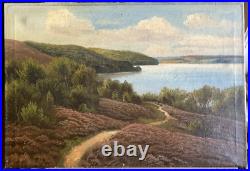 Oil Painting Landscape Sky Erika Heath Coast Antique °Path Juniper Trees