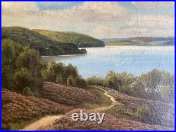 Oil Painting Landscape Sky Erika Heath Coast Antique °Path Juniper Trees