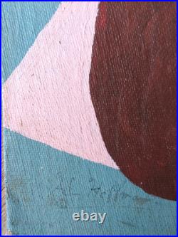 Oil Painting On Board ALBERT HOFFMAN Outsider Primitive Folk Art Abstract 1979 Oil Painting On Board ALBERT HOFFMAN Outsider Primitive Folk Art Abstract 1979