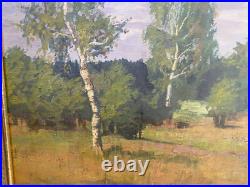 Oil Painting Um 1920 Summer Landscape With Birch & Waldpanorama IN Rustic Style