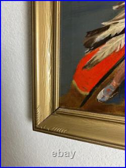 Oil on Canvas Painting of Indian Chief White Swan