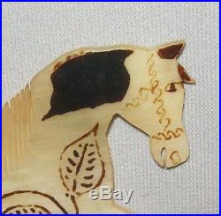 Old Antique Vtg 19th C Folk Art Carved Horn Horse Shaped Figural Original Paint