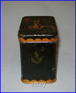 Old Antique Vtg Early 19th C 1800s Hand Painted Folk Art Tin With Distlefink Birds