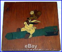 Old Folk Art Painting USS Raton Submarine Emblem US Navy Sailor & Torpedo WWII