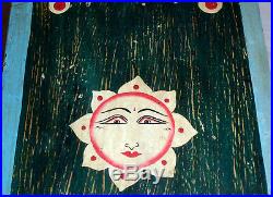 Old Folk Art Vintage Chest Box Painted Moon Stars & Sun Mystical Occult Symbols