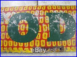 Old TODD Figural CORN Farm Seed Advertising Sign dbl sided wood paint folk art