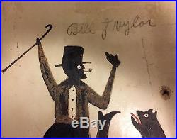 Old folk art painting of Man with Dog. Attributed To / Manner Of Bill Traylor