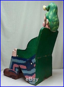 One Of A Kind Folk Art Jester/clown Childs Chair Wood Hand Painted Unique