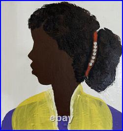 Ooak Folk Art Panels African American Painting Acrylic Canvas Artist ID & Signed