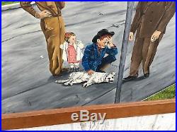 Oregon Artist Oil Painting Folk Art Americana Unusual Strange Street Scene 1947