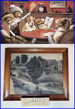 Orig Antique Folk Art Oil Painting CASSIUS MARCELLUS COOLIDGE Dogs Playing Poker Orig Antique Folk Art Oil Painting CASSIUS MARCELLUS COOLIDGE Dogs Playing Poker