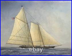 Orig Oil painting Racing Yacht America by Pennsylvania Artist David Young