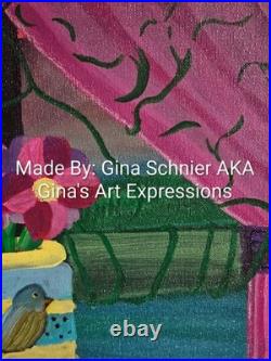 Original 11x14in Acrylic Canvas Looking Out The Window