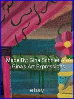 Original 11x14in Acrylic Canvas Looking Out The Window
