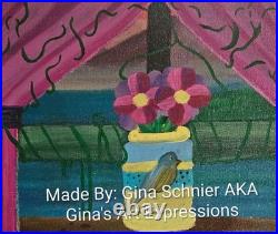 Original 11x14in Acrylic Canvas Looking Out The Window