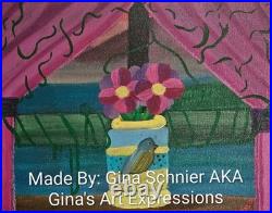 Original 11x14in Acrylic Canvas Looking Out The Window