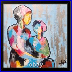 Original 12x12 Abstract Figurative Painting Expressive Modern Art by Isaksen