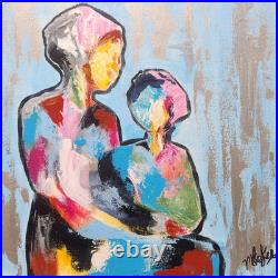 Original 12x12 Abstract Figurative Painting Expressive Modern Art by Isaksen