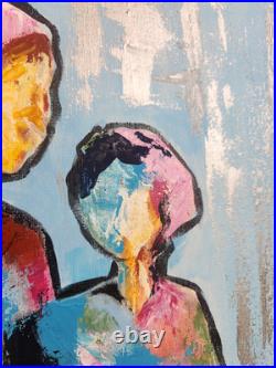 Original 12x12 Abstract Figurative Painting Expressive Modern Art by Isaksen