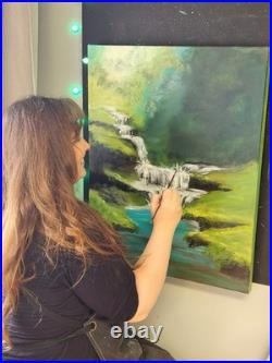 Original 12x12 Abstract Figurative Painting Expressive Modern Art by Isaksen