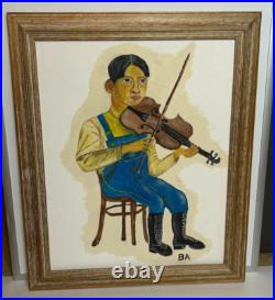 Original 90s BUTCH ANTHONY Seale AL 1995 #40th Painting Signed Folk Art Fiddler