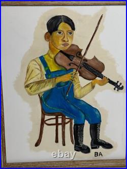 Original 90s BUTCH ANTHONY Seale AL 1995 #40th Painting Signed Folk Art Fiddler