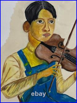 Original 90s BUTCH ANTHONY Seale AL 1995 #40th Painting Signed Folk Art Fiddler