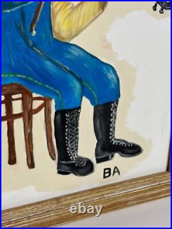 Original 90s BUTCH ANTHONY Seale AL 1995 #40th Painting Signed Folk Art Fiddler