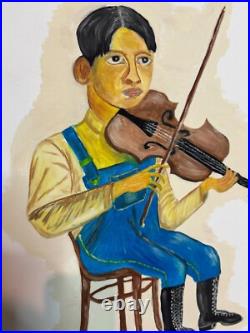 Original 90s BUTCH ANTHONY Seale AL 1995 #40th Painting Signed Folk Art Fiddler