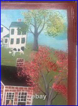 Original ANNA IGO School Days Students Playing NEW ENGLAND FOLK ART Oil Painting