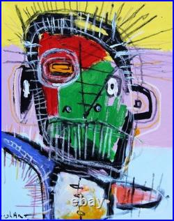 Original ART Jean-Michel style 16x20 inch OOAK canvas folk art graffiti painting Original ART Jean-Michel style 16x20 inch OOAK canvas folk art graffiti painting