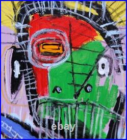 Original ART Jean-Michel style 16x20 inch OOAK canvas folk art graffiti painting Original ART Jean-Michel style 16x20 inch OOAK canvas folk art graffiti painting