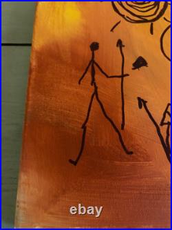 Original Abstract Cave Art Painting Primitive Folk Tribal Canvas 14x11